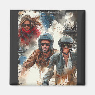 Watercolor drawing MotoBikers Magnet