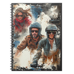Watercolor drawing MotoBikers Notebook