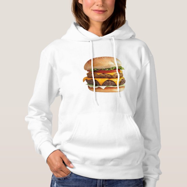 Watercolor Drawing of a Cheeseburger Hoodie (Front)