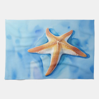 Watercolor Drawing of Starfish Kitchen Towel