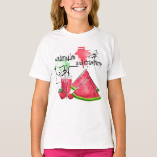 Watercolor drawing of watermelon and strawberries T-Shirt
