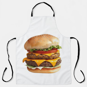 Watercolor Drawing of Yummy Cheeseburger Apron