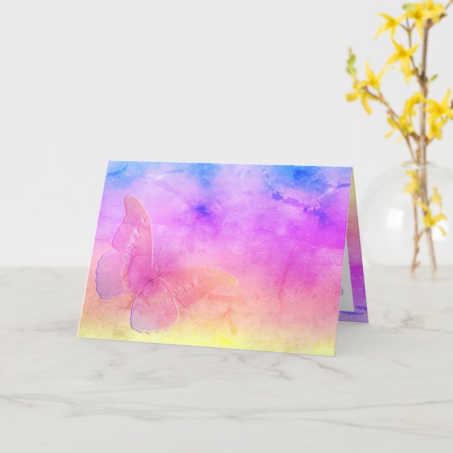 [Watercolor Dreams] Soft Pastel Colours Butterfly Card (Yellow Flower)