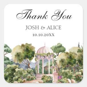 Watercolor Dreamy green garden elegant  Square Sticker