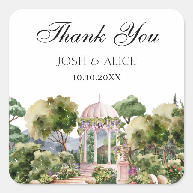 Watercolor Dreamy green garden elegant  Square Sticker (Front)