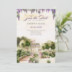 Watercolor Dreamy green garden elegant wedding  Save The Date
