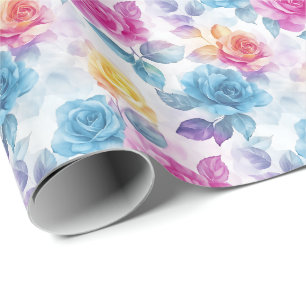 Watercolor Dreamy Rose Wrapping Paper Roll
