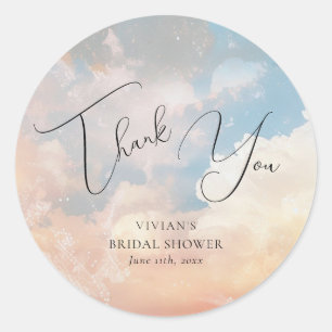 Watercolor Dreamy Sunset Cloud 9 Thank You Classic Round Sticker