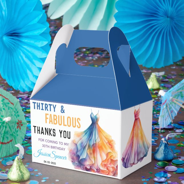 Watercolor Dress 30th Birthday Elegant & Feminine  Favor Box (Party)
