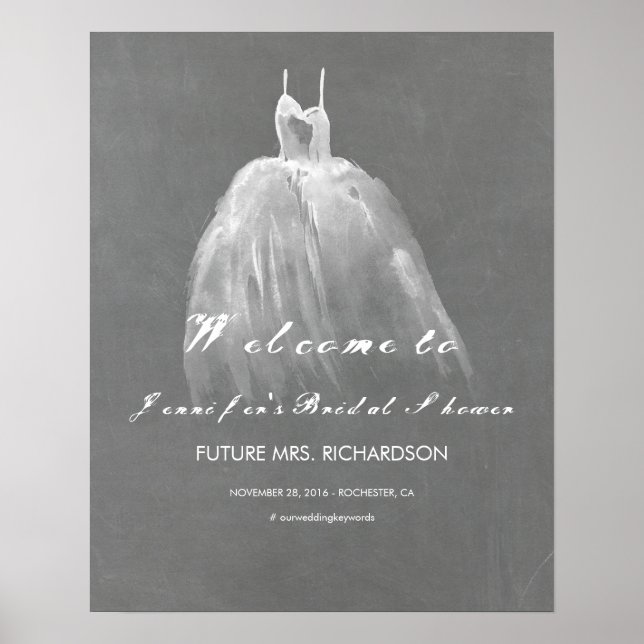 Watercolor Dress Bridal Shower Welcome Sign (Front)