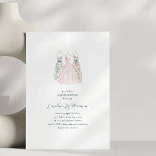 Watercolor Dress Fashion Pink Bridal Shower Invitation