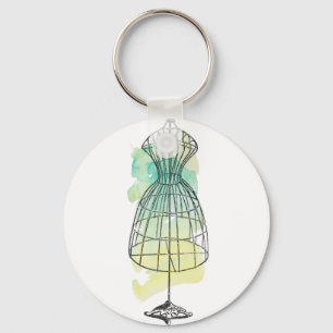 Watercolor Dress Form Keychain