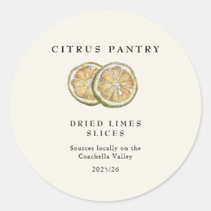 Watercolor Dried Lime slices Classic Round Sticker