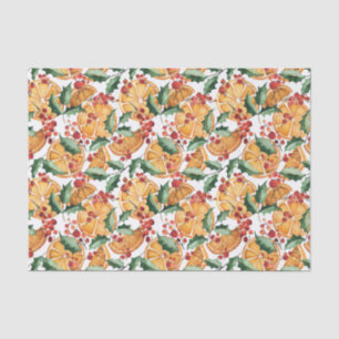 Watercolor Dried Oranges and Berries Christmas Tissue Paper