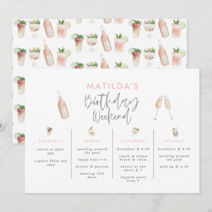 Watercolor drinks birthday weekend itinerary