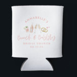 Watercolor drinks brunch and bubbly bridal shower can cooler<br><div class="desc">Pink girly modern champagne and cocktails bachelorette bridal shower party favour</div>