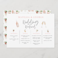 Watercolor drinks wedding weekend itinerary modern