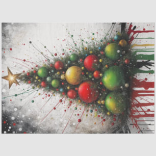Watercolor Drip Ornament Christmas Tree Decoupage Tissue Paper