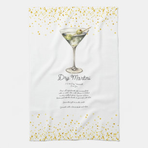 Watercolor Dry Martini Custom Cocktail Recipe Kitchen Towel