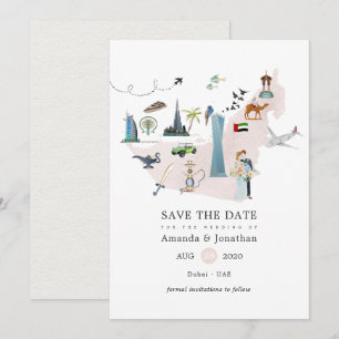 Watercolor Dubai UAE Destination Wedding Save The Save The Date