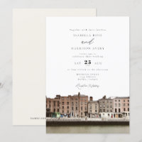 Watercolor Dublin Ireland Skyline River Wedding