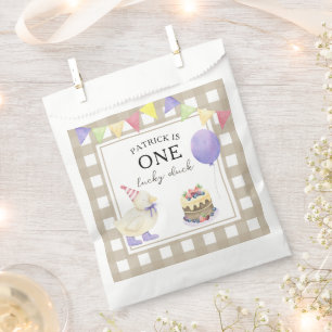 Watercolor Duck 1st birthday Favour Bag