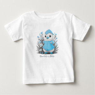 Watercolor Duck Blue Flowers Baby T-Shirt