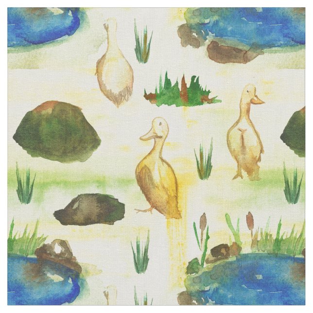 Watercolor duck fabric (Close Up)