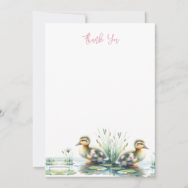 Watercolor Duckling Thank You (Front)