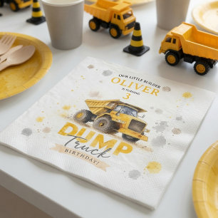 Watercolor Dump Truck Birthday Personalized Napkin