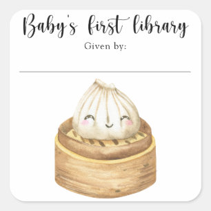 watercolor dumpling - baby's first library square sticker