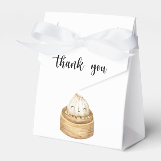 Watercolor dumpling - thank you baby shower favor box (Front Side)