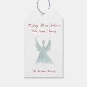 Watercolor Dusty Blue Angel Gift Tag