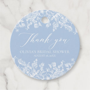 Watercolor Dusty Blue Bridal Shower Thank You Favour Tags