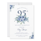 Watercolor Dusty Blue Floral 95th Chic Birthday