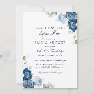 Watercolor Dusty Blue Floral Bridal Shower Invitation