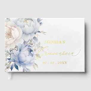 Watercolor Dusty Blue Floral Quinceañera Guest Book