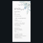 Watercolor dusty blue floral wedding program<br><div class="desc">A lovely floral theme with watercolor blue flowers. You can personalize the text and colours on this wedding program.</div>