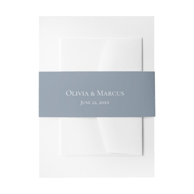 Watercolor Dusty Blue Invitation Belly Band (Front Example)