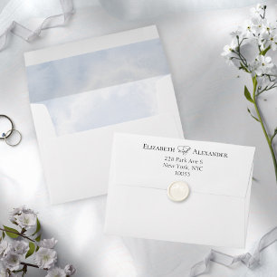 Watercolor Dusty Blue Liner & Return Address Envelope