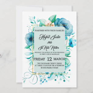 Watercolor Dusty Blue Wild Roses Collection - Dust Invitation