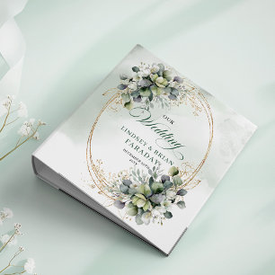 Watercolor Dusty Green Botanical Wedding Memory Al Binder