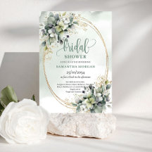 Watercolor Dusty Green Bridal Shower Invitation