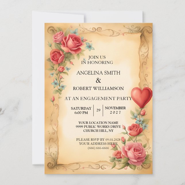 Watercolor Dusty Grey Gold Blush Peach Wedding Invitation (Front)