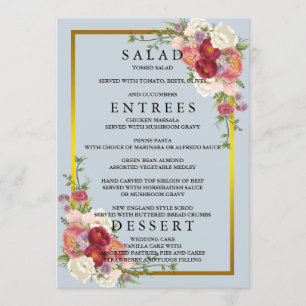 Watercolor Dusty Grey Gold Blush Peach Wedding Menu