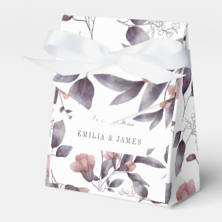 watercolor dusty purple twilight foliage wedding favor box