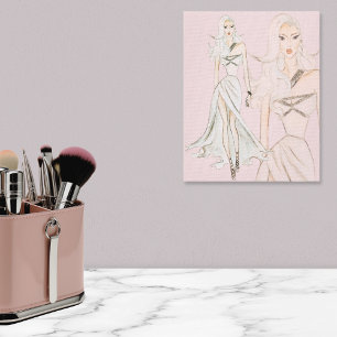Watercolor Dusty Rose Fashion Model Canvas Print