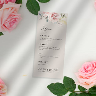 Watercolor Dusty Rose Pink Wedding Menu