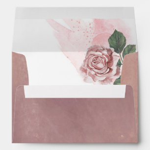 Watercolor Dusty Rose Romantic Modern Wedding Envelope