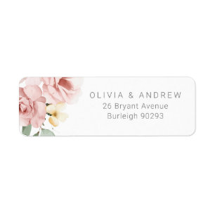 Watercolor Dusty Rose Wedding Return Address